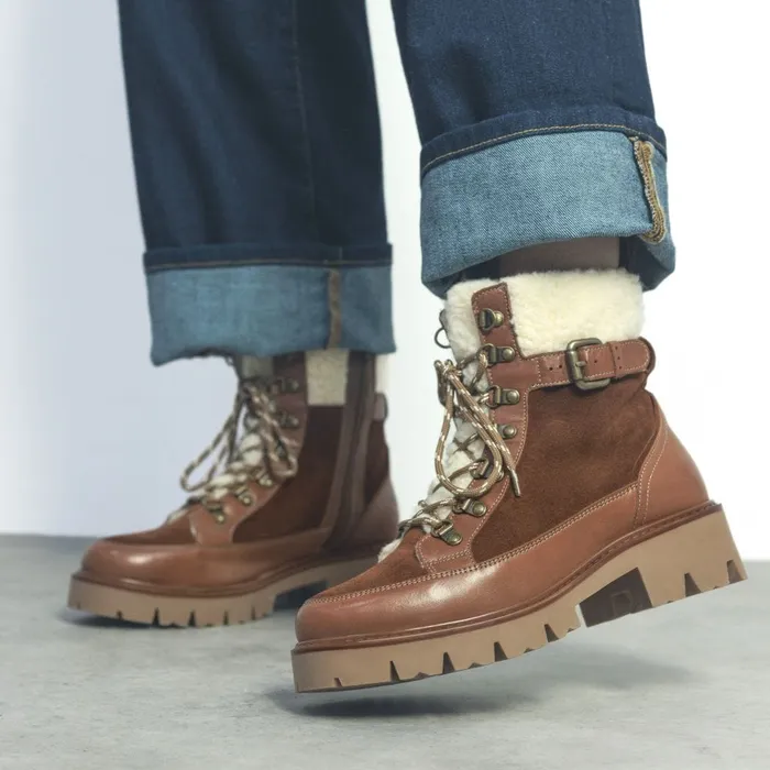 Chunky Boots Women Moda In Pelle Ottavia Tan Leather