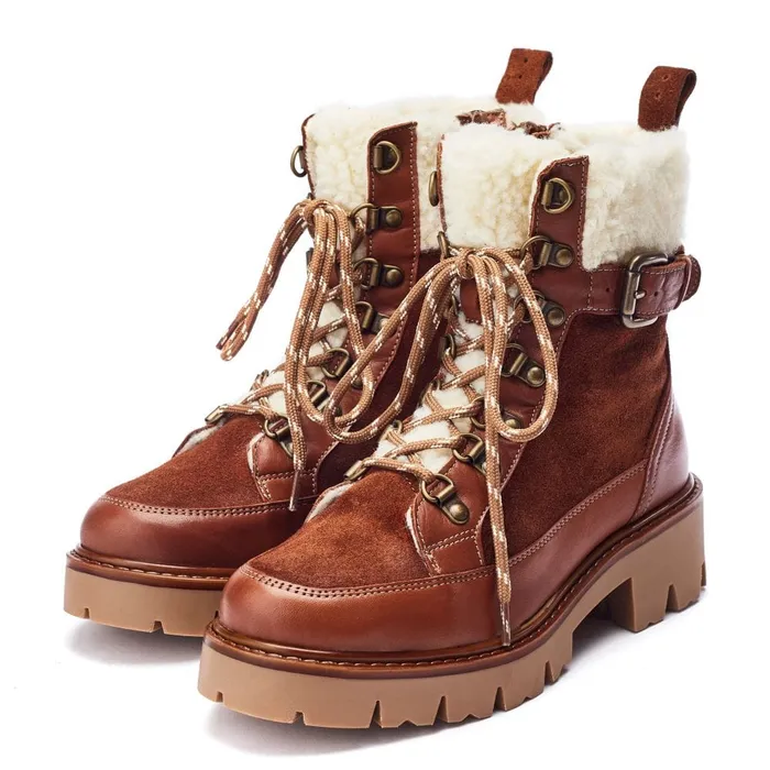 Chunky Boots Women Moda In Pelle Ottavia Tan Leather