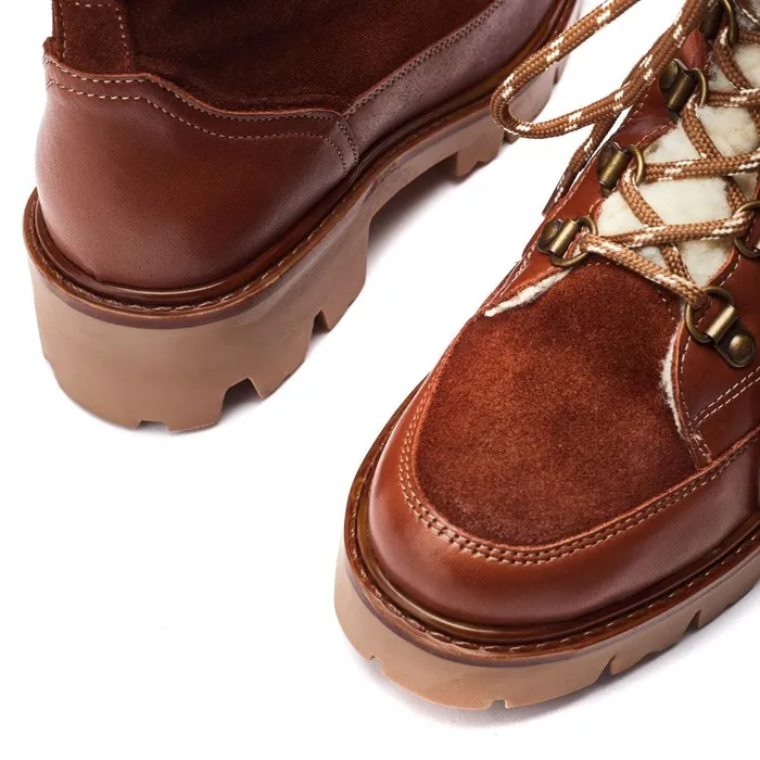 Chunky Boots Women Moda In Pelle Ottavia Tan Leather