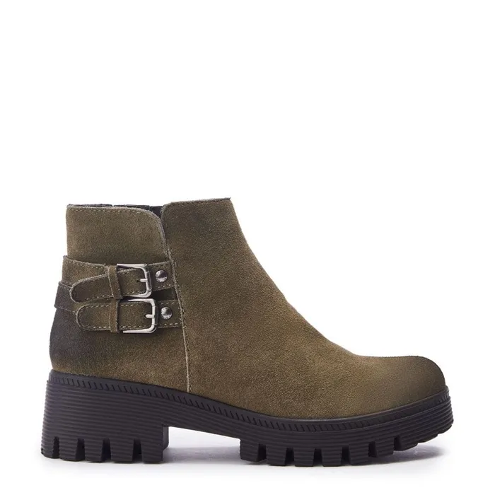 Chunky Boots Women Moda In Pelle Ovah Khaki Suede
