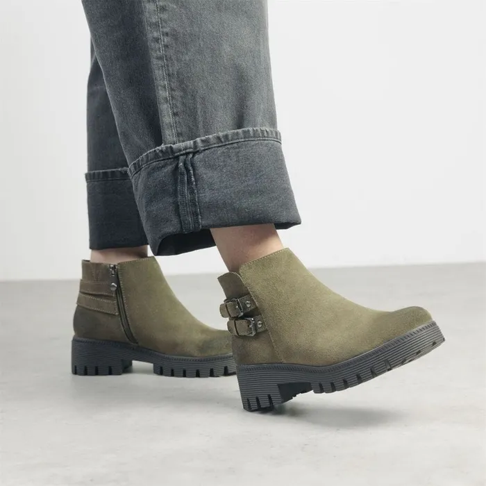 Chunky Boots Women Moda In Pelle Ovah Khaki Suede