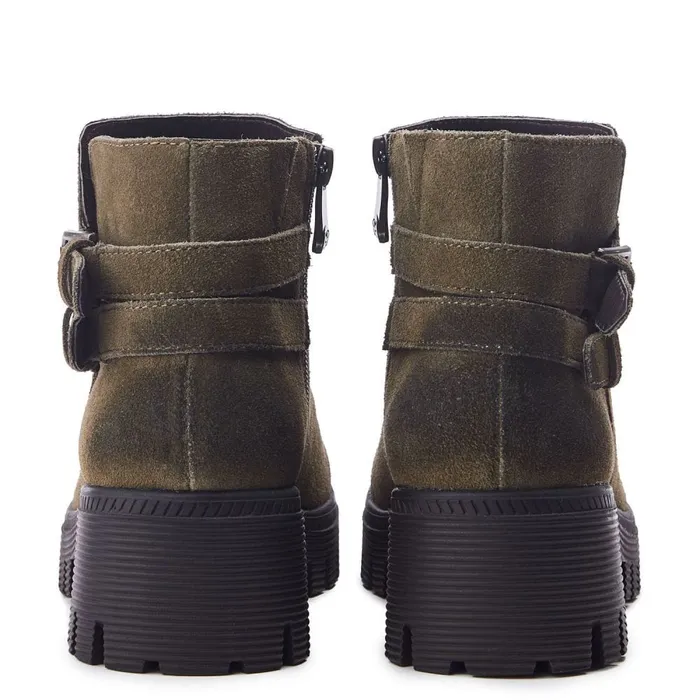 Chunky Boots Women Moda In Pelle Ovah Khaki Suede