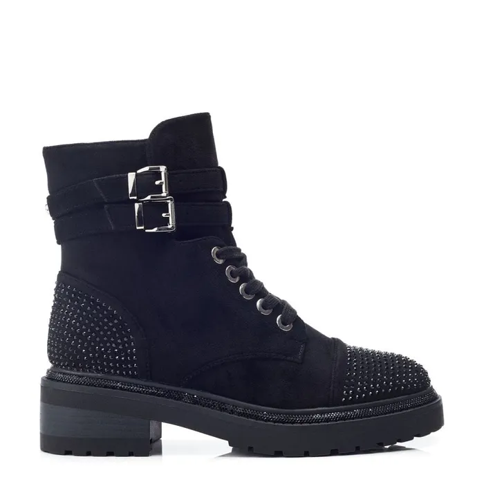 Chunky Boots Women Moda In Pelle Pailton Black Alcantara