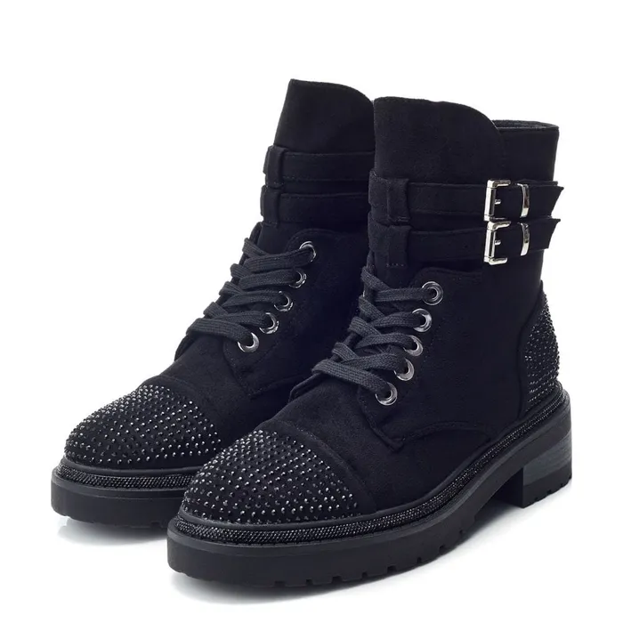 Chunky Boots Women Moda In Pelle Pailton Black Alcantara