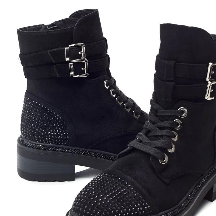 Chunky Boots Women Moda In Pelle Pailton Black Alcantara