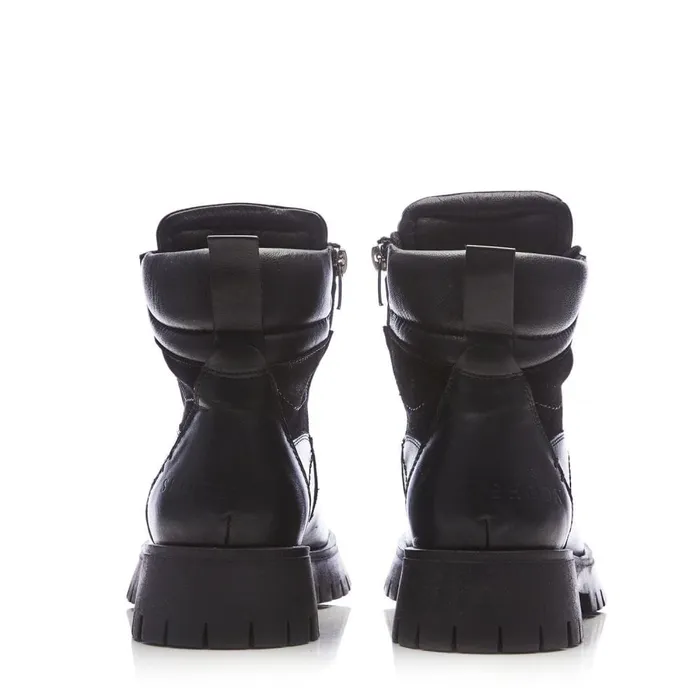 Chunky Boots Women Moda In Pelle Shoon Sh Anello Black Leather