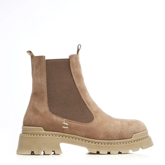Chunky Boots Women Moda In Pelle Shoon Sh Anika Cream Suede