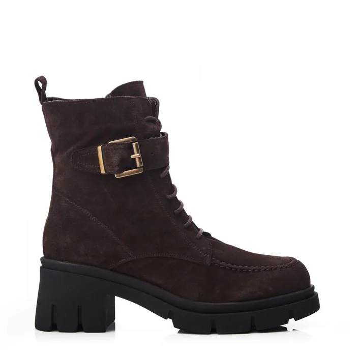 Chunky Boots Women Moda In Pelle Shoon Sh Arta Dark Brown Suede