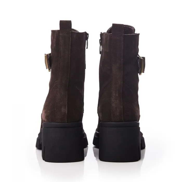 Chunky Boots Women Moda In Pelle Shoon Sh Arta Dark Brown Suede