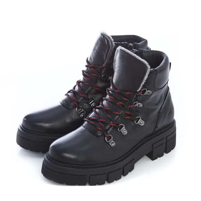Chunky Boots Women Moda In Pelle Shoon Sh Iceberg Black Leather