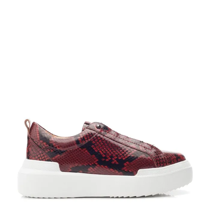 Chunky Trainers Women Moda In Pelle Bernadetta Orange Snake Print Leather