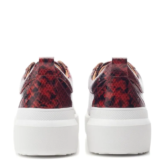 Chunky Trainers Women Moda In Pelle Bernadetta Orange Snake Print Leather