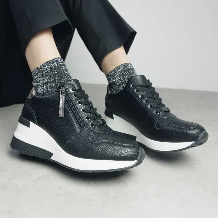 Chunky Trainers Women Moda In Pelle Claudie Black Porvair