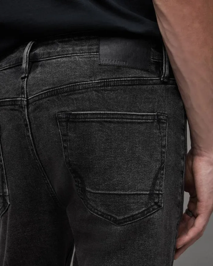 Cigarette Skinny Fit Stretch Denim Jeans Washed Black Men AllSaints Pants