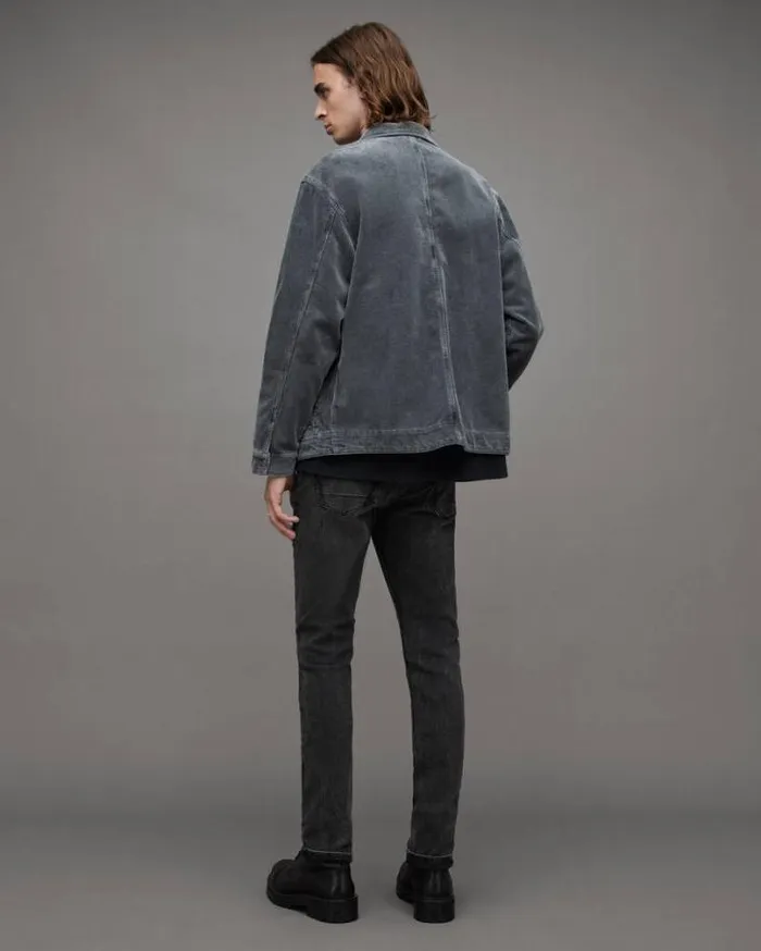 Cigarette Skinny Fit Stretch Denim Jeans Washed Black Men AllSaints Pants
