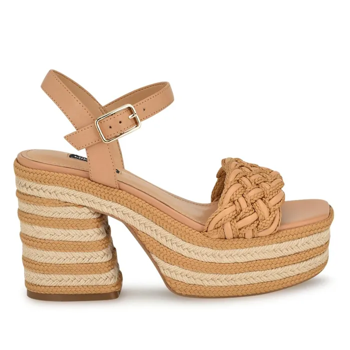 Cinka Woven Platform Sandals Light Natural Women Nine West Wedges