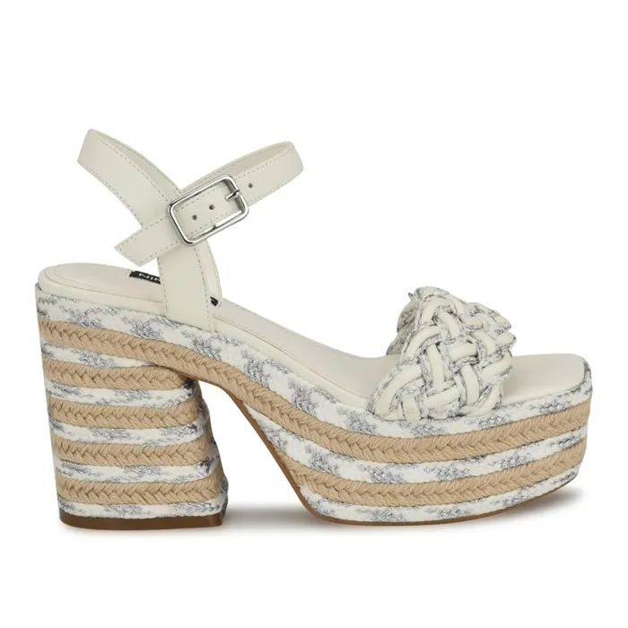 Cinka Woven Platform Sandals Whitesilver Women Nine West Wedges