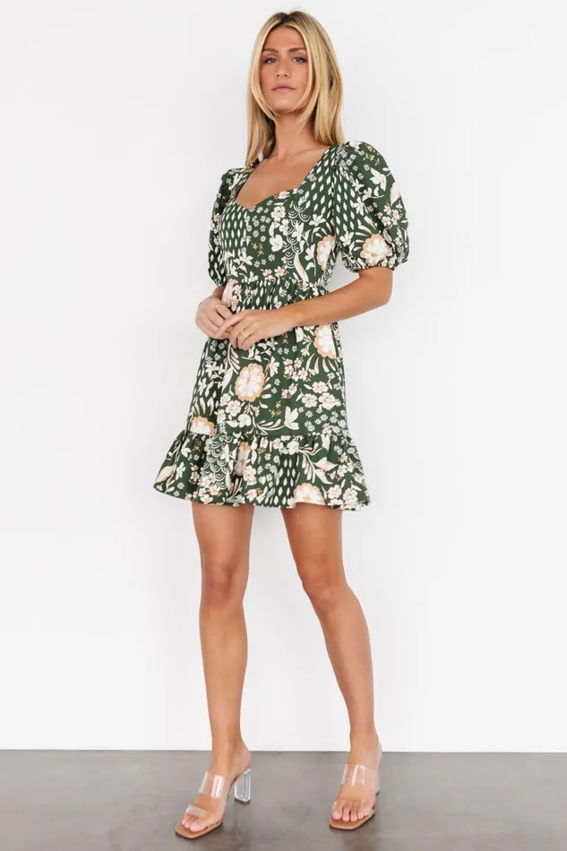 Clea Sweetheart Mini Dress Olive Multi Women Baltic Born Short Dresses Clea Sweetheart Mini Dress Olive Multi Women Baltic Born Short Dresses