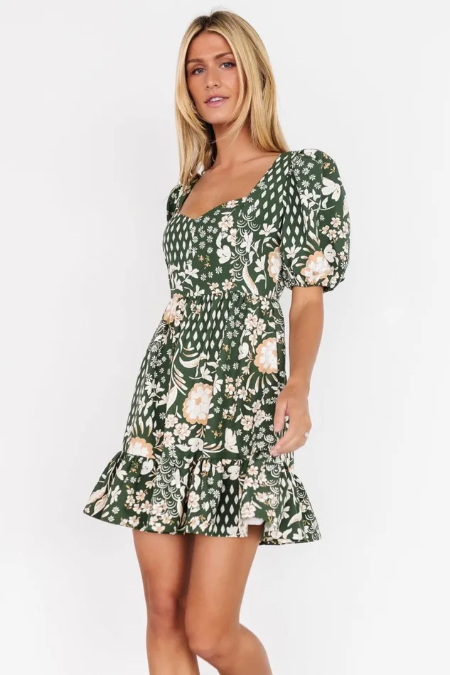 Clea Sweetheart Mini Dress Olive Multi Women Baltic Born Short Dresses Clea Sweetheart Mini Dress Olive Multi Women Baltic Born Short Dresses