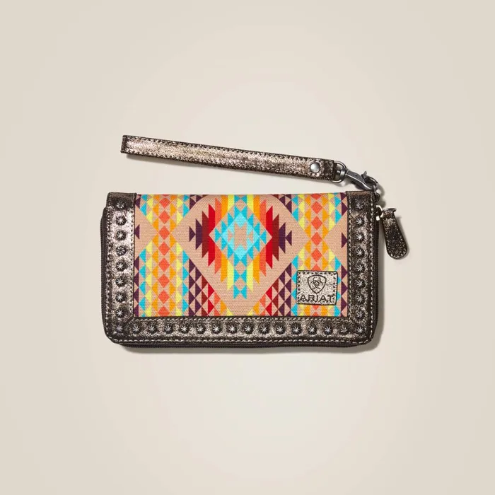 Clutch Wallet Diamond Stripe Brown Women Ariat Bags and Wallets