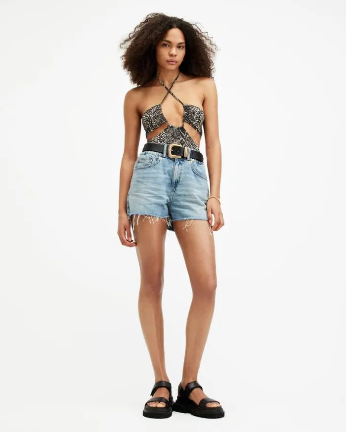 Cody Adjustable Snake Print Swimsuit Waimea Black Women AllSaints Swimwear and Beachwear Cody Adjustable Snake Print Swimsuit Waimea Black Women AllSaints Swimwear and Beachwear