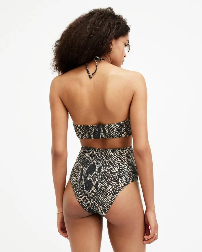 Cody Adjustable Snake Print Swimsuit Waimea Black Women AllSaints Swimwear and Beachwear Cody Adjustable Snake Print Swimsuit Waimea Black Women AllSaints Swimwear and Beachwear