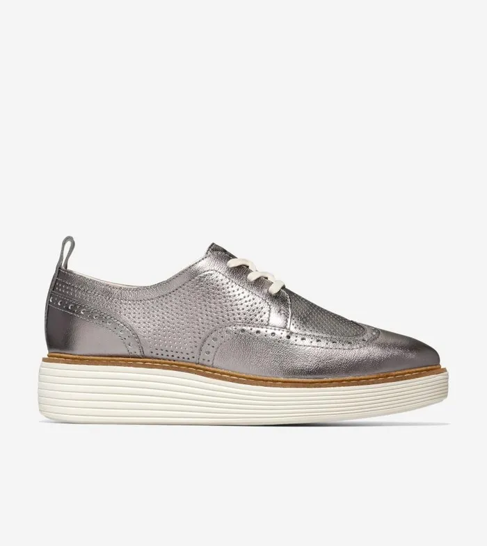 Cole Haan Oxfords Women Women039s riginalGrand Platform Wingtip Oxford Silver
