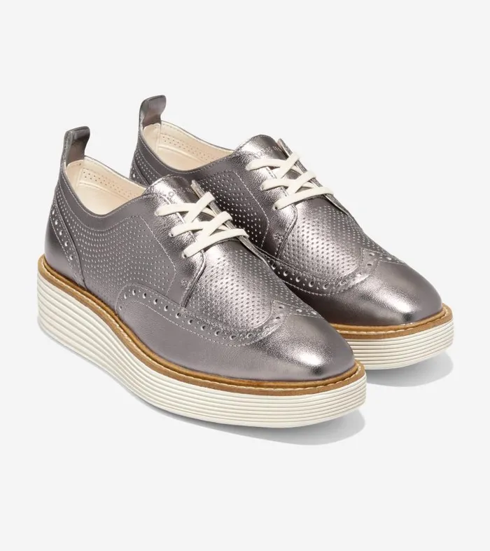 Cole Haan Oxfords Women Women039s riginalGrand Platform Wingtip Oxford Silver Cole Haan Oxfords Women Women039s riginalGrand Platform Wingtip Oxford Silver