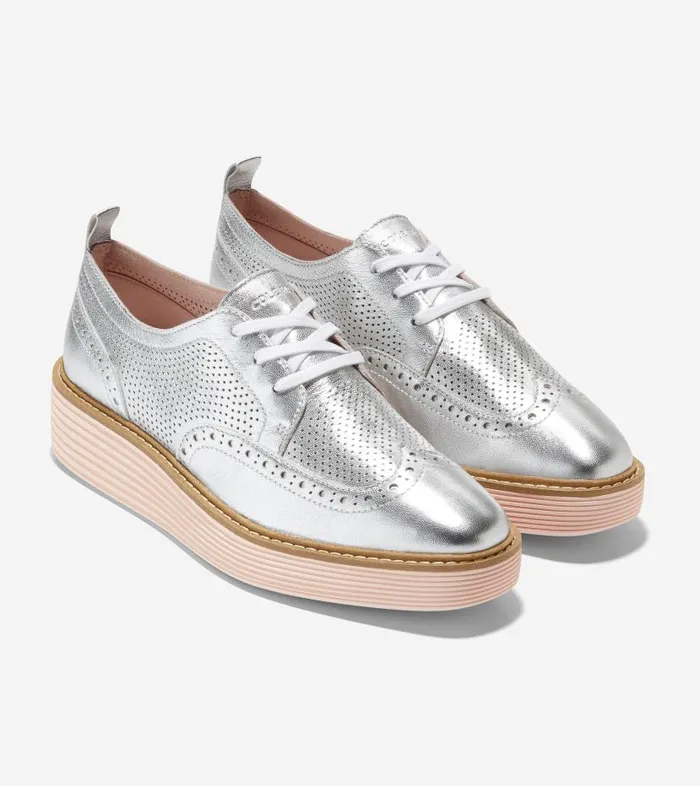 Cole Haan Oxfords Women Women039s riginalGrand Platform Wingtip Oxford Silver Cole Haan Oxfords Women Women039s riginalGrand Platform Wingtip Oxford Silver