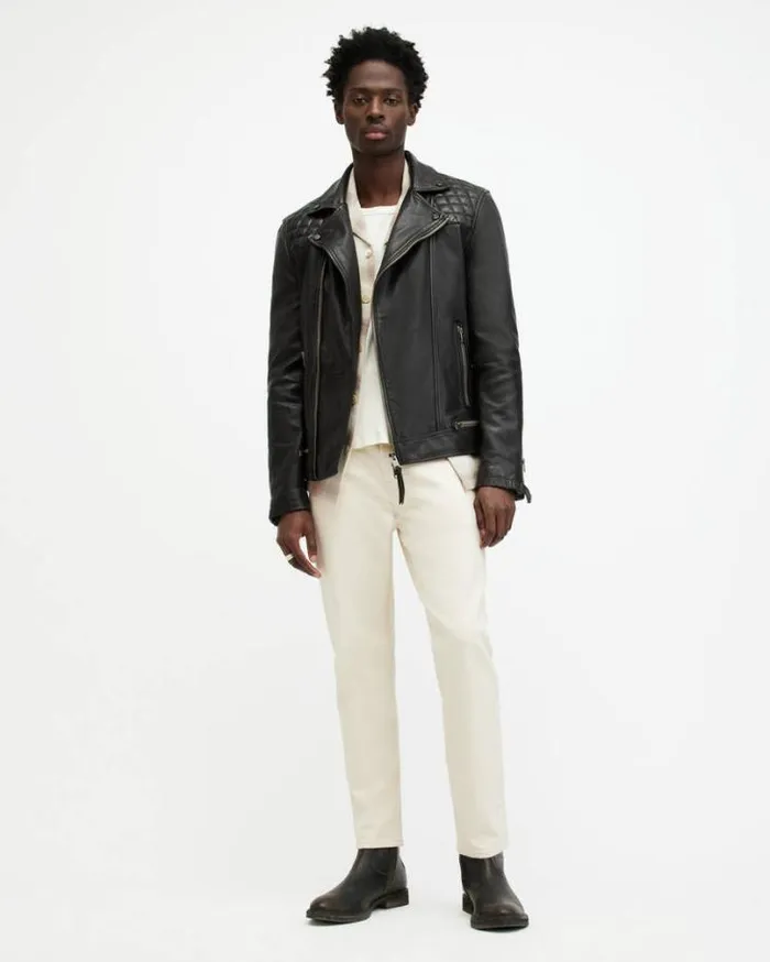 Conroy Crinkled Leather Biker Jacket Ink Navy Men AllSaints Jackets and Coats Conroy Crinkled Leather Biker Jacket Ink Navy Men AllSaints Jackets and Coats