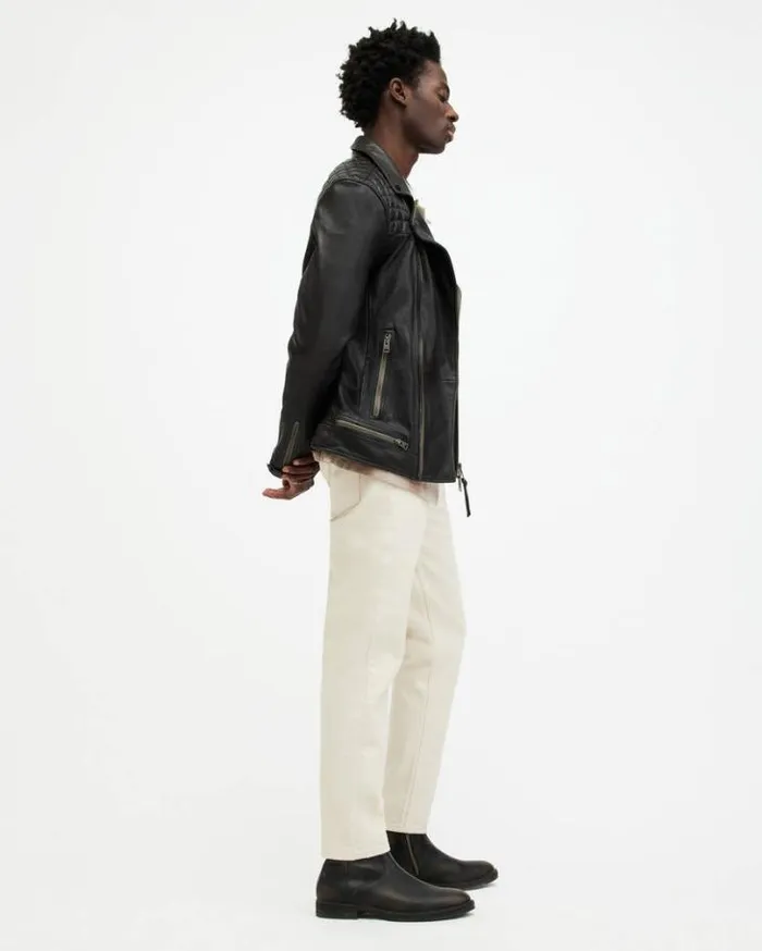 Conroy Crinkled Leather Biker Jacket Ink Navy Men AllSaints Jackets and Coats Conroy Crinkled Leather Biker Jacket Ink Navy Men AllSaints Jackets and Coats