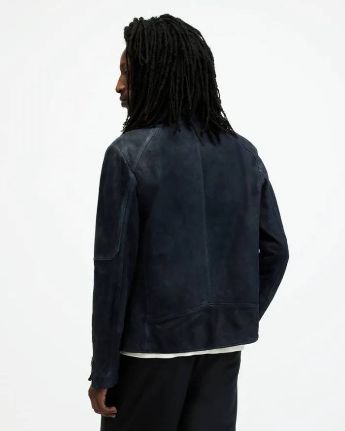 Cora Leather Snap Back Collar Jacket Mcway Blue Men AllSaints Jackets and Coats Cora Leather Snap Back Collar Jacket Mcway Blue Men AllSaints Jackets and Coats