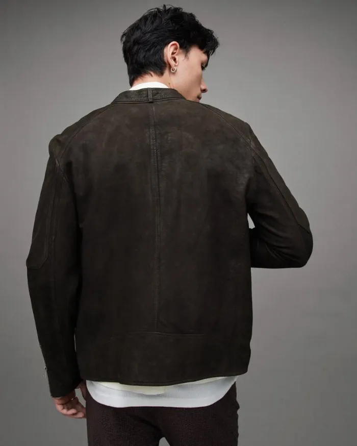 Cora Suede Snap Back Collar Jacket Anthracite Grey Men AllSaints Leather Jackets Cora Suede Snap Back Collar Jacket Anthracite Grey Men AllSaints Leather Jackets