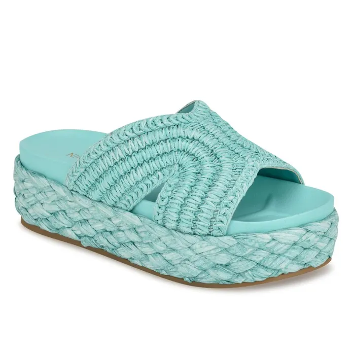 Corel Flatform Sandals Blue Women Nine West Flats Corel Flatform Sandals Blue Women Nine West Flats
