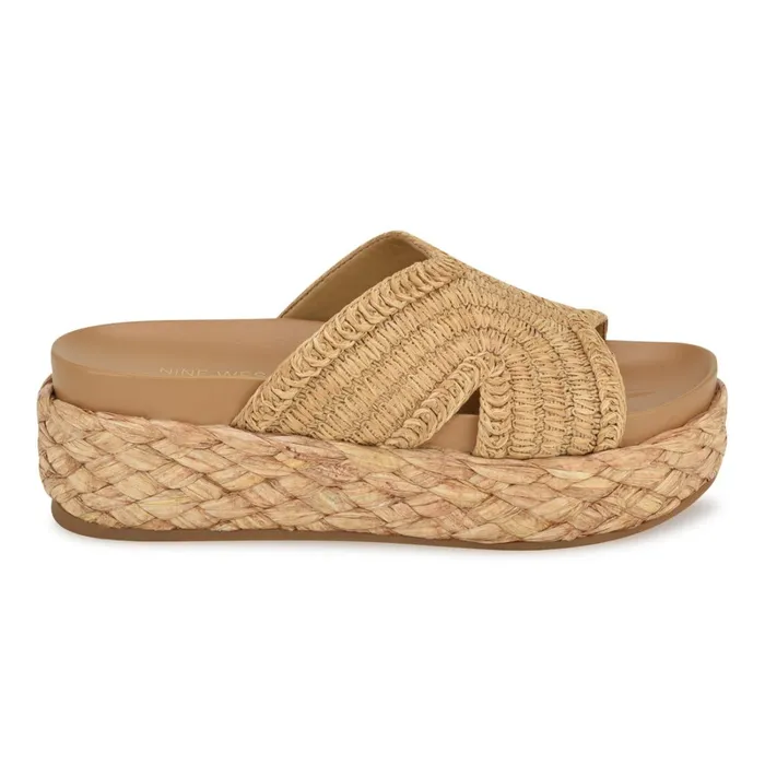 Corel Flatform Sandals Natural Women Nine West Low Heel