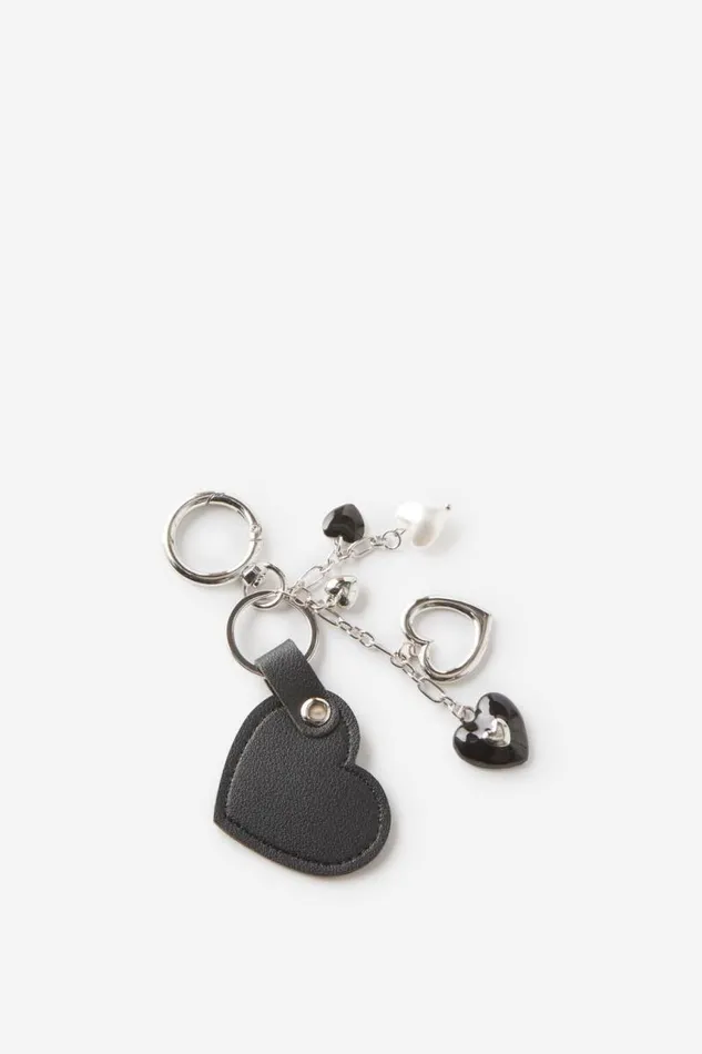 Cotton On BagsandBagCharms Bag Charm Multi Heart Silver Black 8211 Women