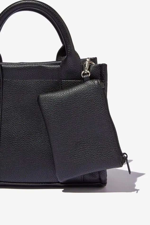 Cotton On BagsandBagCharms The Midi Stand By Tote Black Pebble 8211 Women