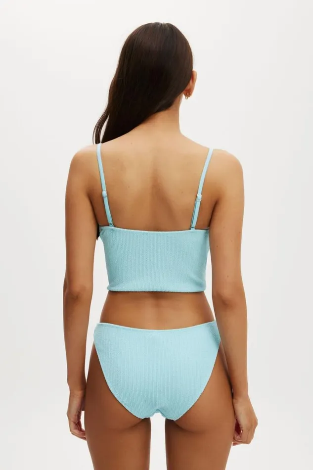 Cotton On Bikinis Cropped Tankini Swim Top Paradise Blue Crinkle 8211 Women
