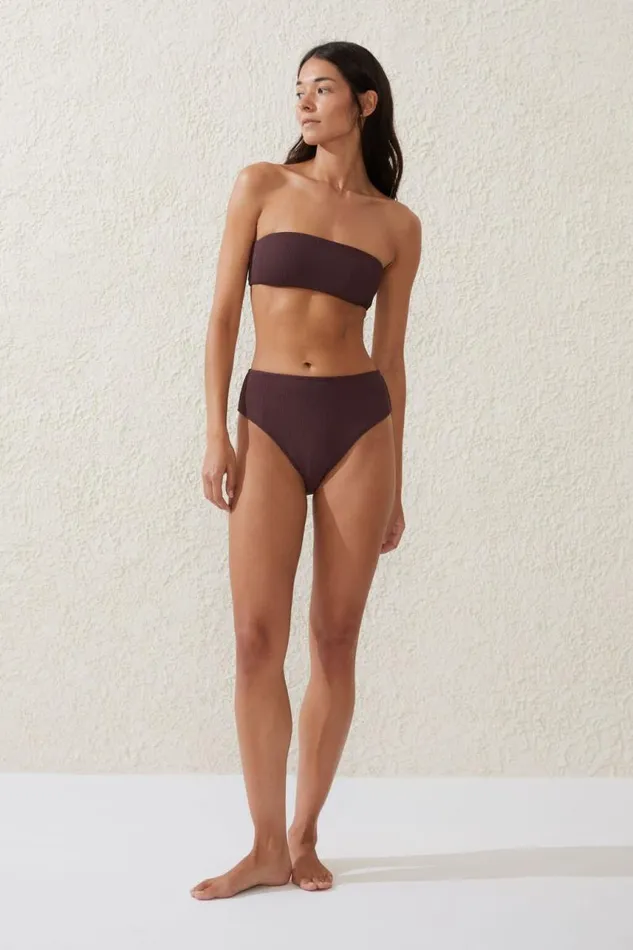 Cotton On Bikinis Highwaisted Cheeky Bikini Bottom Willow Brown Crinkle 8211 Women