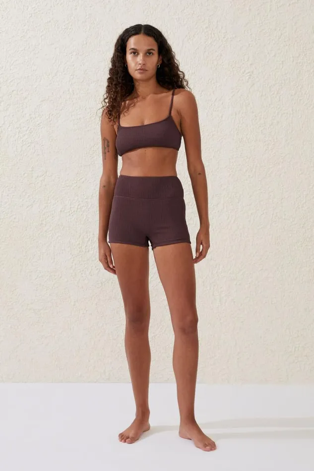 Cotton On Bikinis Highwaisted Swim Boyshort Willow Brown Crinkle 8211 Women