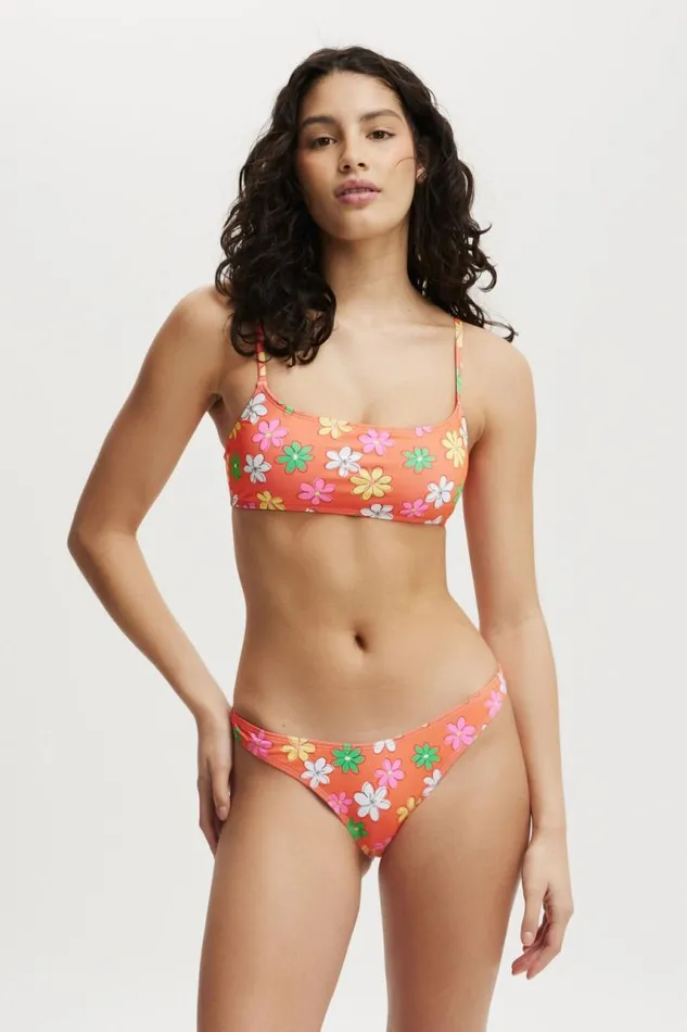 Cotton On Bikinis Straight Neck Crop Bikini Top Billie Floral 8211 Women