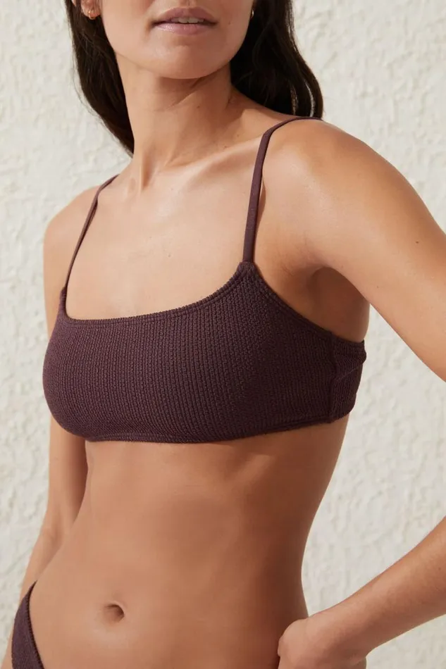 Cotton On Bikinis Straight Neck Crop Bikini Top Willow Brown Crinkle 8211 Women Cotton On Bikinis Straight Neck Crop Bikini Top Willow Brown Crinkle 8211 Women