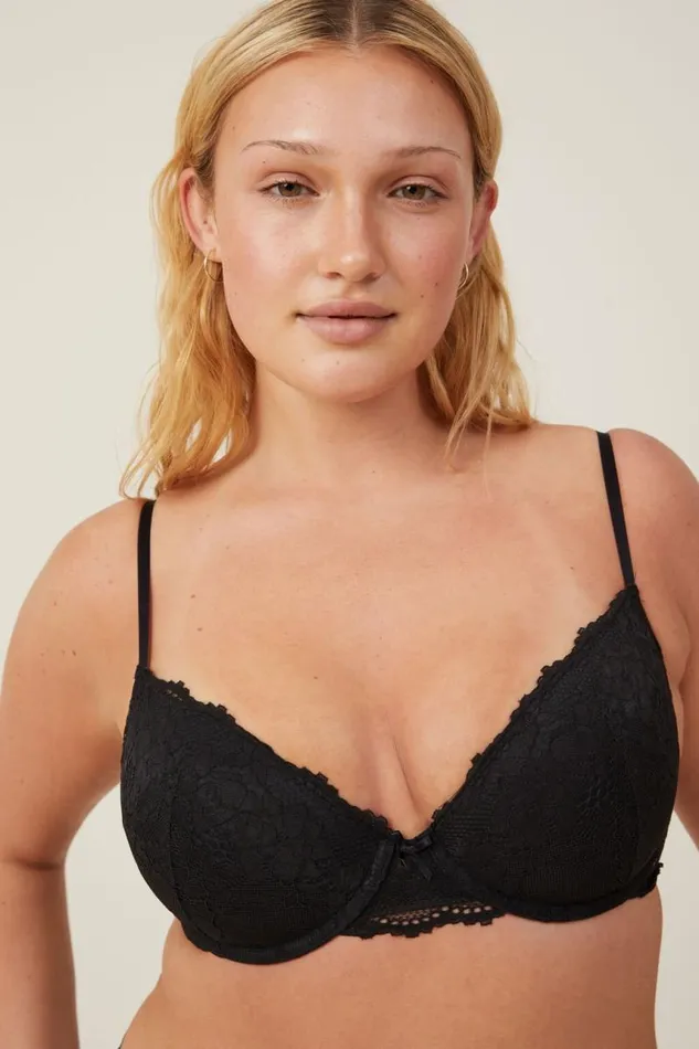 Cotton On Bras Everyday Lace Lightly Lined Bra Black 8211 Women