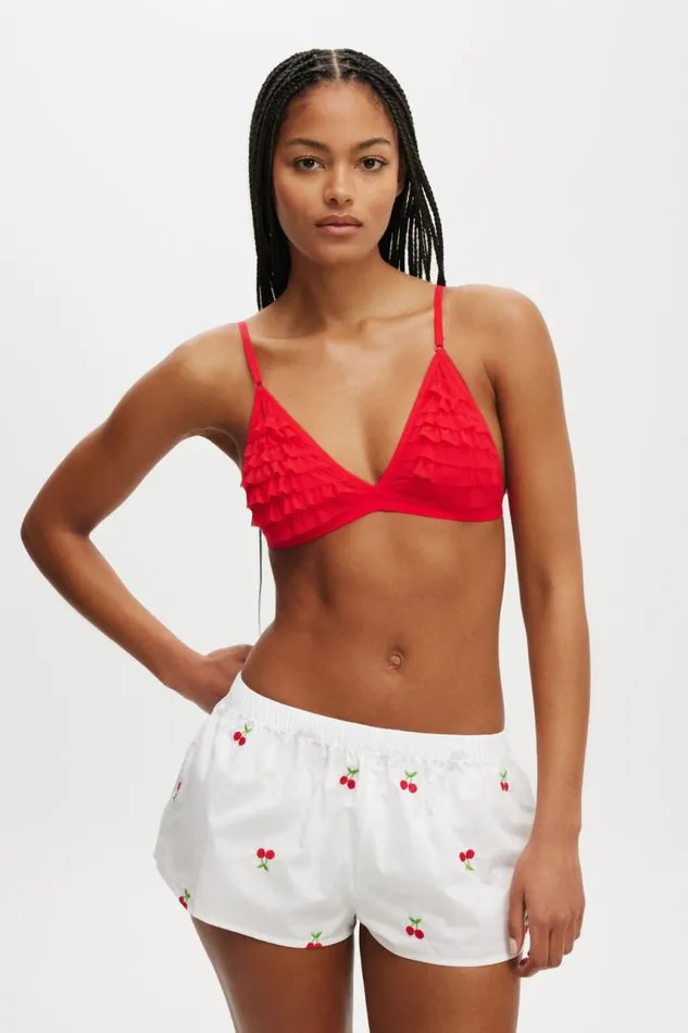 Cotton On Bras Rara Ruffle Triangle Bralette Raspberry 8211 Women
