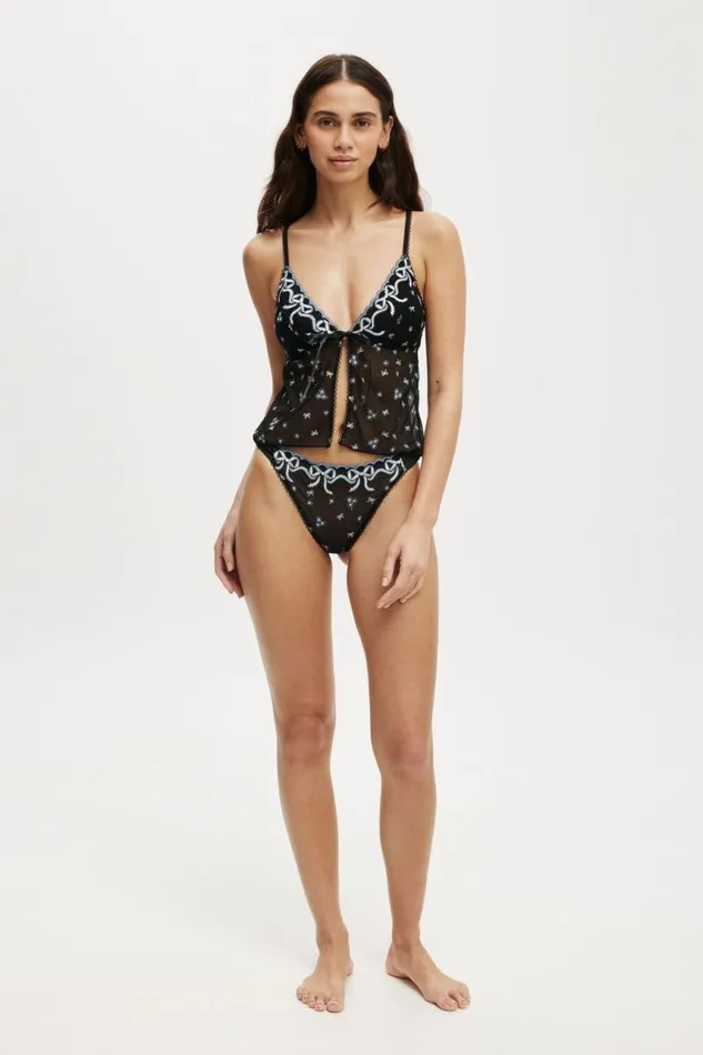 Cotton On Bras Trixie Bow Longline Bralette Black 8211 Women