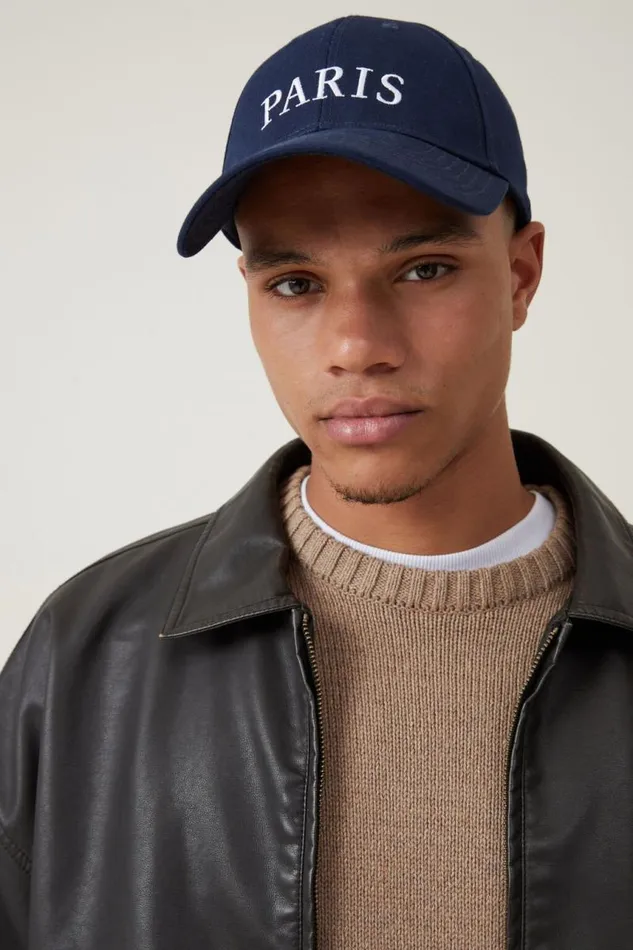 Cotton On Hats and Beanies 6 Panel Baseball Cap Navyparis 8211 Men Cotton On Hats and Beanies 6 Panel Baseball Cap Navyparis 8211 Men