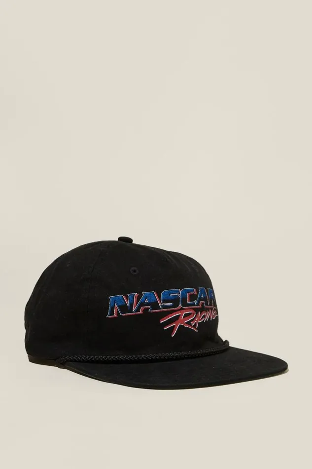 Cotton On Hats and Beanies Nascar 5 Panel Graphic Hat Lcn Ncr Washed Black Racing Logo 8211 Men