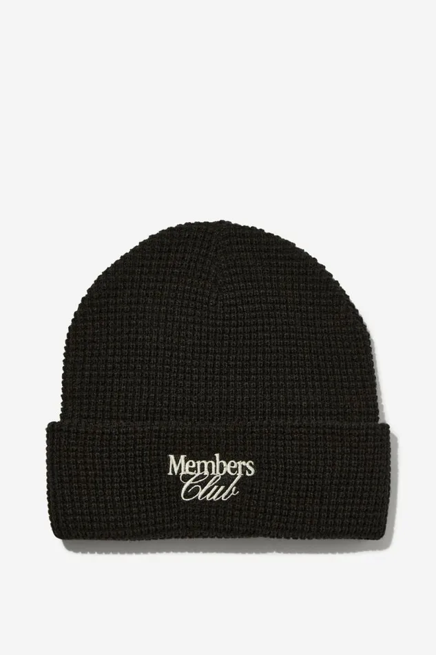 Cotton On Hats and Beanies Waffle Beanie Blackmembers Club 8211 Men