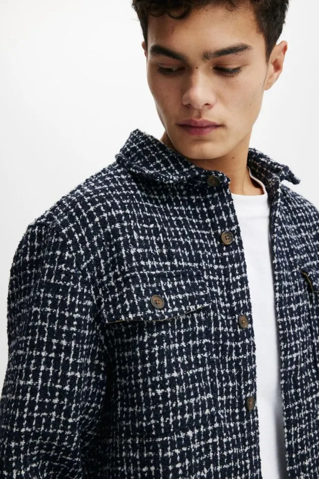 Cotton On Jackets Beckley Overshirt Navy Grid 8211 Men Cotton On Jackets Beckley Overshirt Navy Grid 8211 Men