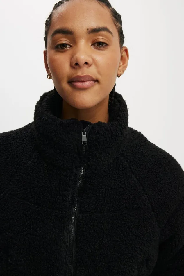 Cotton On Jackets The Mother Puffer Cropped Sherpa Jacket Black 8211 Women